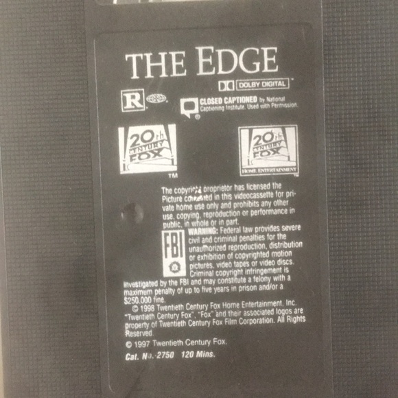 3/$25 VTG 1993 VHS The Edge “Adventure” Anthony Hopkins Alec Baldwin - Picture 6 of 6